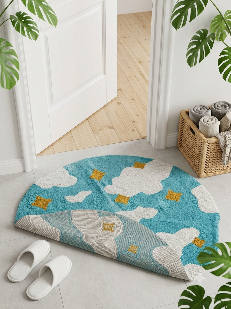 Anti-Skid Cotton Doormat Set - Blue