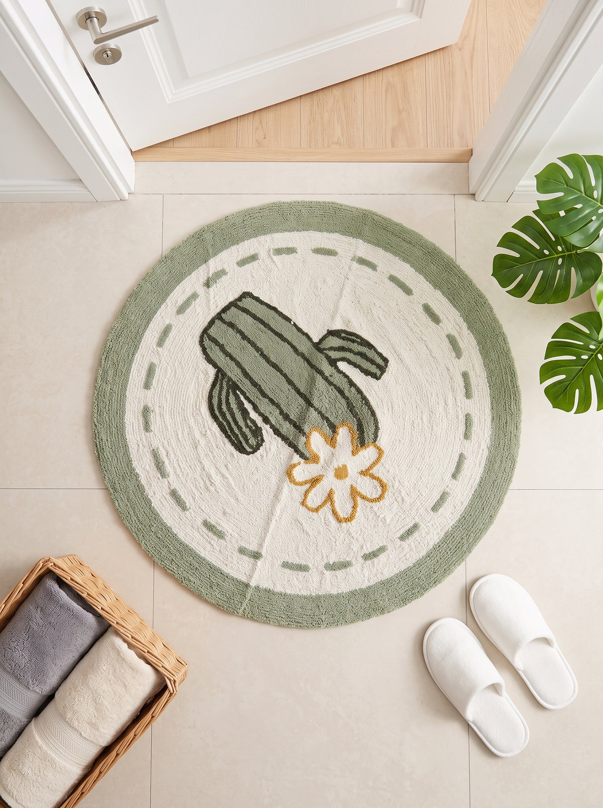 Anti-Skid Cotton Doormat Set - Green