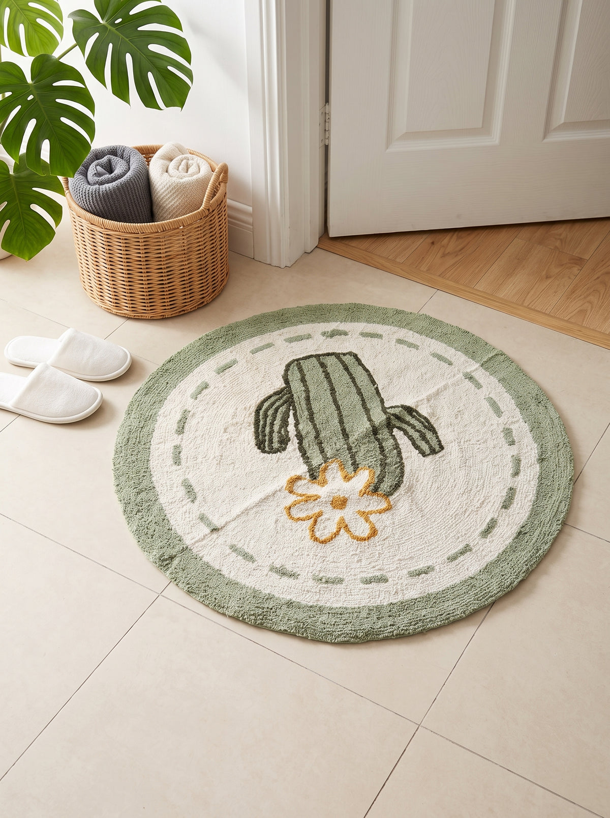 Anti-Skid Cotton Doormat Set - Green