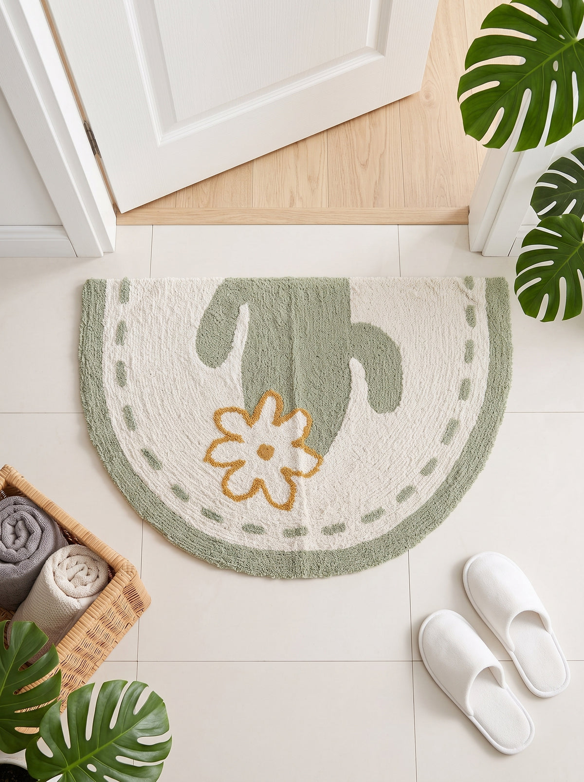 Anti-Skid Cotton Doormat Set - Green
