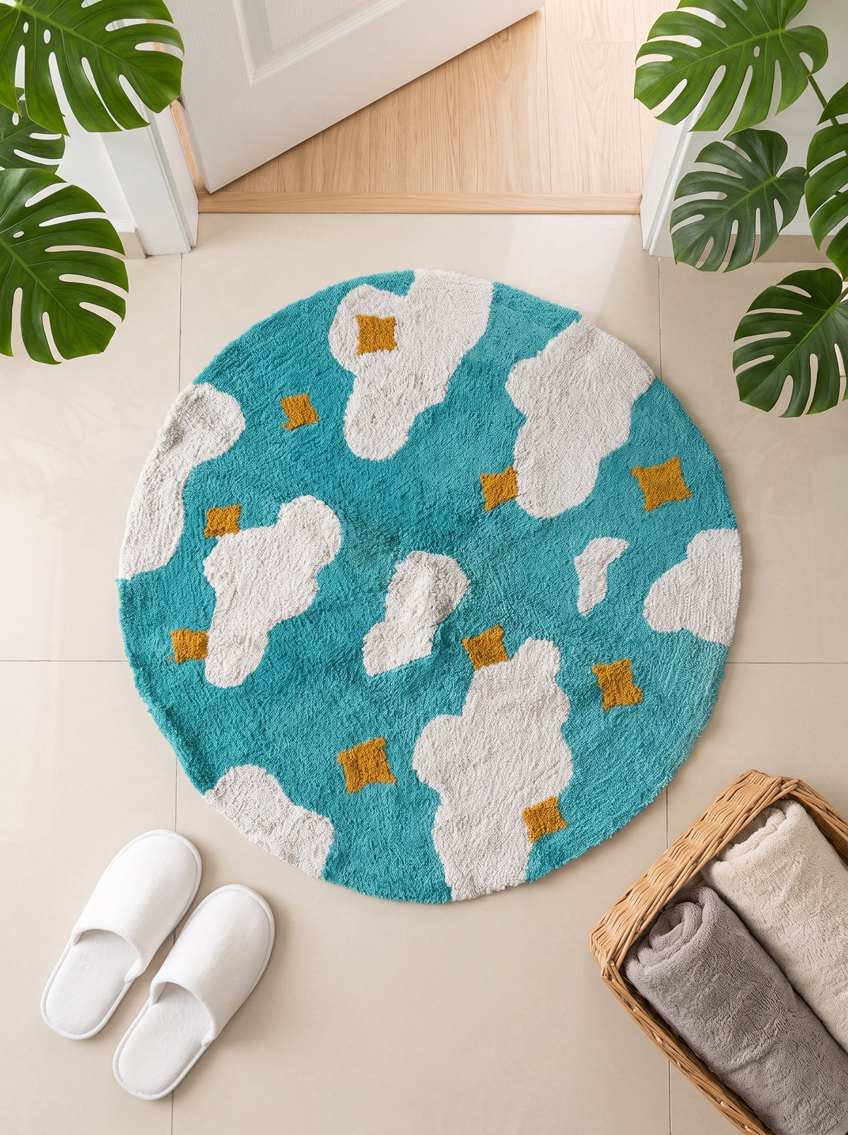 Anti-Skid Cotton Doormat Set - Blue