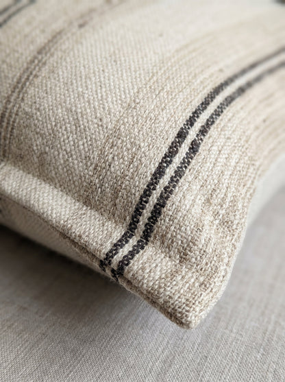 Off White Striped Square Wool Cushion Cover