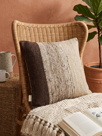 Brown Striped Square Wool Cushion Cover