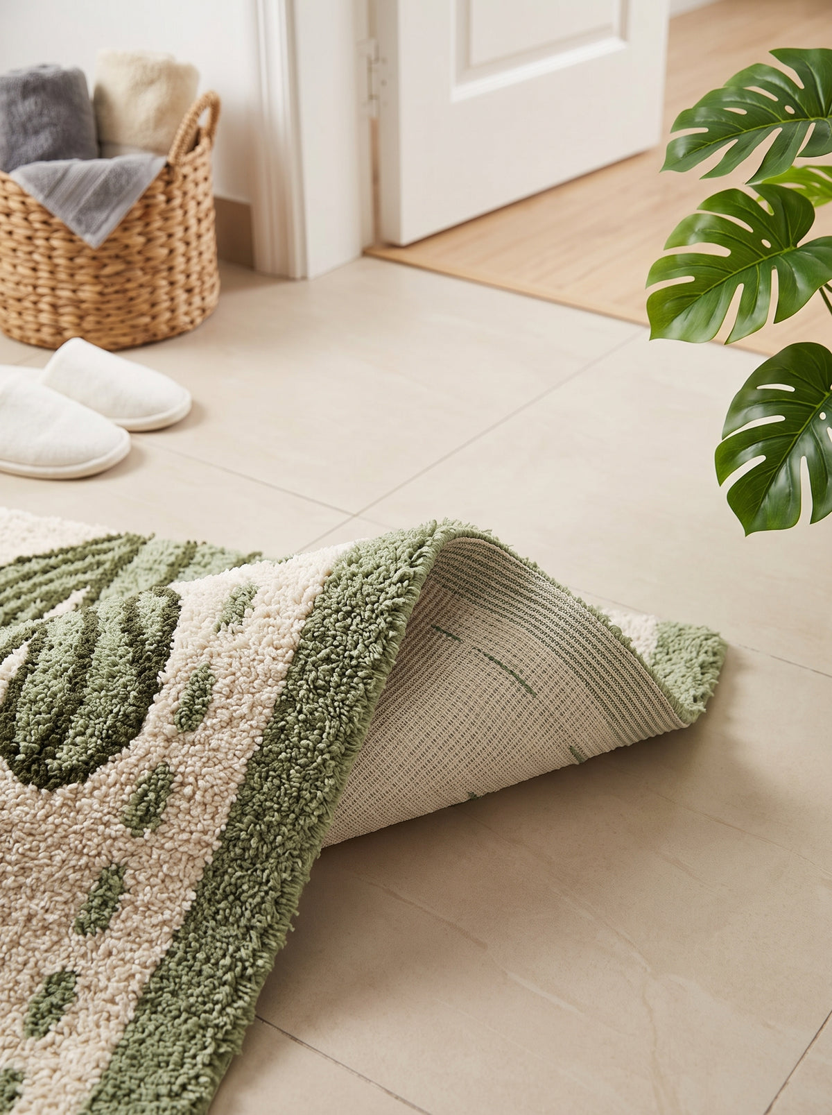 Anti-Skid Cotton Doormat Set - Green